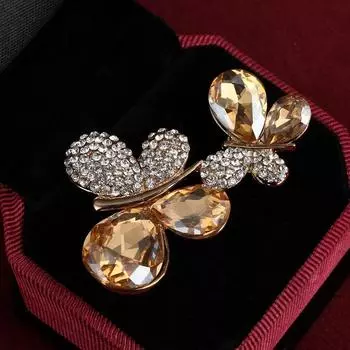 Гесиод Золотые Цветы Бабочки Листья Кристалл Стразы Броши Булавки Свадебные Банкетные Украшения Булавки Рождественские Подарки