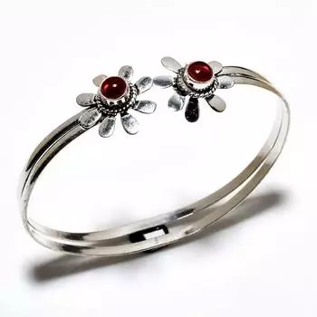 Гессонитовый гранат, драгоценный камень 925 пробы, посеребренный ювелирный браслет ручной работы, браслет-манжета