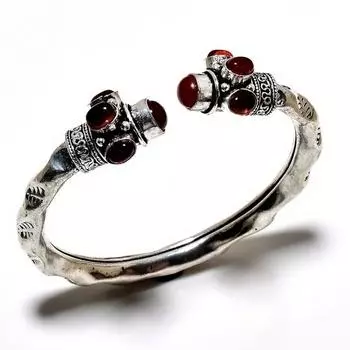 Гессонитовый гранат, драгоценный камень 925 пробы, посеребренный ювелирный браслет ручной работы, браслет-манжета