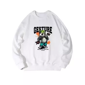GEST Fashionable Printed Top, Autumn and Winter Casual Sportswear, Cotton Sweatshirt M белый