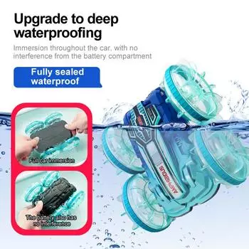 Gesture Induction Amphibious Remote Control Vehicle Four-wheel Drive Light Off-road Rolling Land Rover Stunt Electric Toy 1200mAh синий