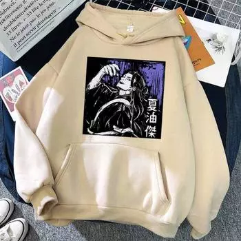 Geto Suguru Printed Graphic Hooded Jujutsu Kaisen Hot Anime Hoodie Men Sweatsshirts Harajuku Oversize with Pockets Hoodies & Sweatshirts Men s S хаки