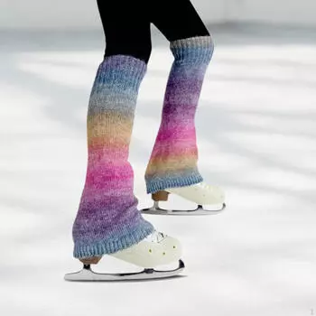Гетры для фигурного катания, носки без стопы, сохраняющие тепло, теплые, удобные, плотная вязка Rainbow
