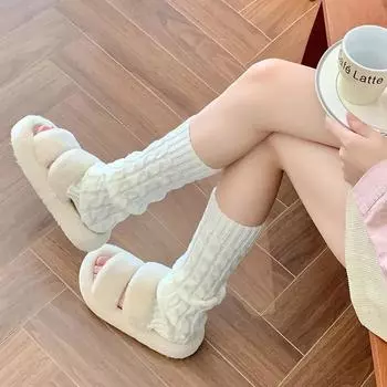 Гетры Лолита женские осенне-зимние толстые теплые вязаные носки до колен JK для девочек длинные носки чулки кавайные гетры