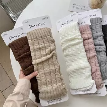 Гетры Лолита женские осенне-зимние толстые теплые вязаные носки до колен JK для девочек длинные носки чулки кавайные гетры