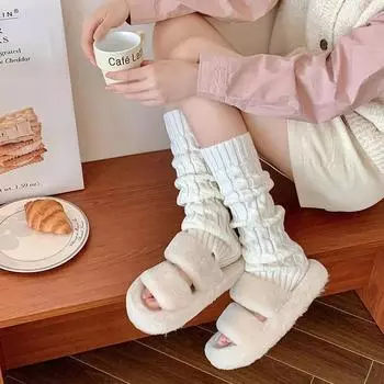 Гетры Лолита женские осенне-зимние толстые теплые вязаные носки до колен JK для девочек длинные носки чулки кавайные гетры