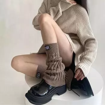 Гетры женские осенне-зимние хлопковые вязаные чехлы для ног для девочек гетры Лолита Каваи милые свободные длинные носки чулки женские
