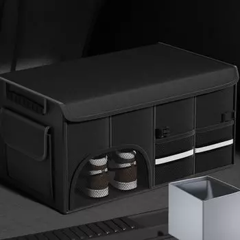 Gevvnss Автомобильный ящик для хранения, ящик для хранения, большая вместимость, ящик для хранения в багажнике автомобиля, водонепроницаемый складной ящик для хранения, чехол для хранения, легко моется, черная сумка чёрный