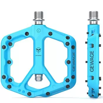 GEWAGE Bicycle Pedals Inch Flat Pedals Wide Resin For Cross Road Blue 9/16 Non-Slip Bikes, Bikes, etc. (GE-163)