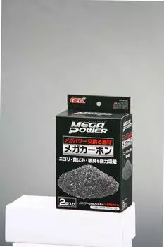 GEX AQUA FILTER Mega Carbon 150 г x 2 пакета Сильно поглощает неприятные запахи Сменный фильтрующий материал для Mega Power, устраняет грязь, пожелтение,