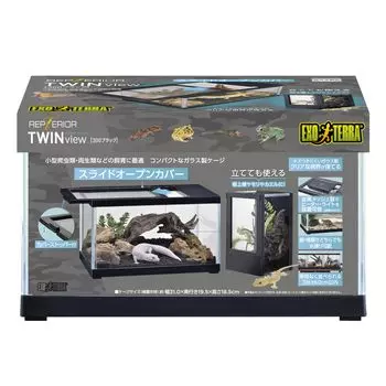 GEX EXOTERRA Repteria Twin View 300 черная стеклянная клетка для мелких рептилий с возможностью наполнения водой, сдвижная крышка, черная рамка W31 xx, клетка для разведения, 2-сторонняя чёрный