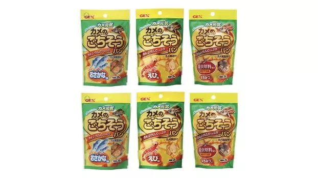 GEX Kame Genki Turtle Feast Bread 2 пакета по 3 шт. Набор из 6 пакетов со вкусом Креветки со вкусом Меда типы тканей, (Рыба 20г, 20г, 20г) [Карман включен]