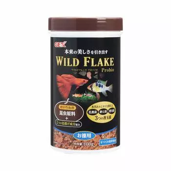GEX Wild Flake Probio хлопья корм для тропических рыб и оризии содержит краситель из насекомых и полезные бактерии 100 г Материалы, ингредиенты,
