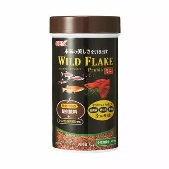 GEX Wild Flake Probio Mini хлопья корм для тропических рыб и оризии содержит краситель насекомых и полезные бактерии 52 г Состав, Состав,