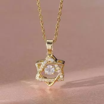 Гексаграмма Звезда Титановая Сталь Ожерелье Ювелирные Изделия Женская Мода Кулон Ожерелье Ювелирный Подарок LM золотой