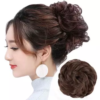 GFun Bun Set of Japanese Adult Partial Black Brown Wig, 2, Large, Style, Wedding, Cosplay, Shichi-Go-San, Ceremony, Engagement, China, Wig, темно-коричневого