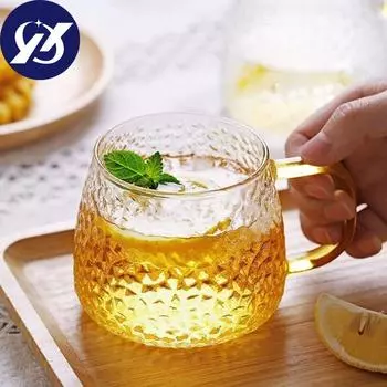 gh Термостойкое стекло с чашкой молотка Домашняя чашка чая Кофейная чашка Чашка для молока Чашка для сока Чашка для обработки Желтое стекло для инструментов 420 мл 420ML