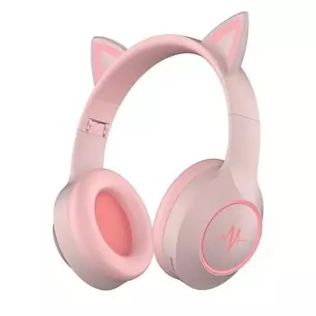 GHDVOP Cat Ear Беспроводные блестящие кошачьи уши Звук над ухом Удобный для регулировки Может быть проводным и большой емкости для взрослых Bluetooth5.3 Наушники, розовый