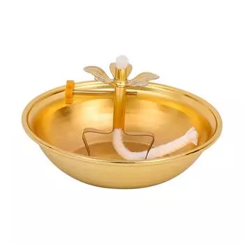 Ghee Lamp Holder Oil Lamp Dish Dimmable Buddhist Alloy Butter Lamp Holder for Living Room Home Desktop Decoration Ornament