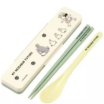 Ghibli Combi Set Chopsticks Spoon Lunch Box Chopsticks Case Chopsticks Made in Japan Можно мыть в посудомоечной машине Антибактериальный бесшумный чехол Studio Ghibli My