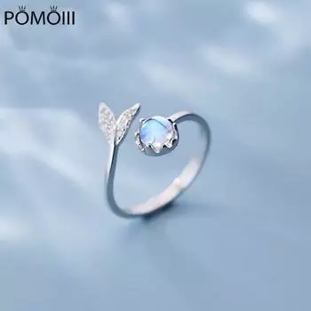 Ghidbk Новые Роскошные Цирконий Хвост Лунный Камень Открывающиеся Кольца для Женщин Простые Пузырьковые Регулируемые Кольца Для Пальцев Вечеринка Ювелирные Изделия Подарок Resizable