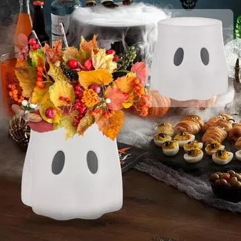 Ghost Bucket Resin Ghost Planter Pot Candy Bowl Halloween Flower Vase Fern Display Stand M белый