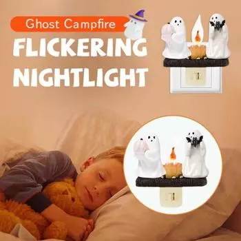 Ghost Campfire Flickering Night Light Halloween Spooky LED Fake Campfire Pumpkin Bat EU