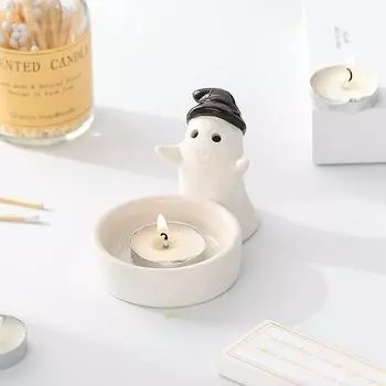 Ghost Candle Holder Halloween Candle Holder Ceramic Candlestick Holder For Bedroom Holiday Party Home Tabletop Halloween Decor