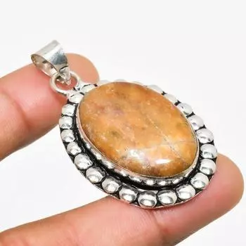 Ghost Eye Jasper Gemstone Handmade 925 Silver Plated Jewelry Pendant 1.89 1.89 розовый