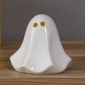 Ghost Figurine | Cute Table Lamp | Set of 3 Small Ornament Figures Creative Statue for Home Decor Ceramic Statue Light белый