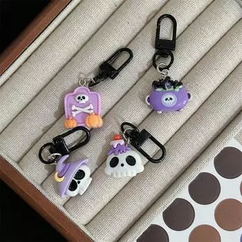 Ghost Halloween Keychain Skull Pumpkin Pendant Lovely Hallowmas Bat Keyring All Saints Day 10pcs/set