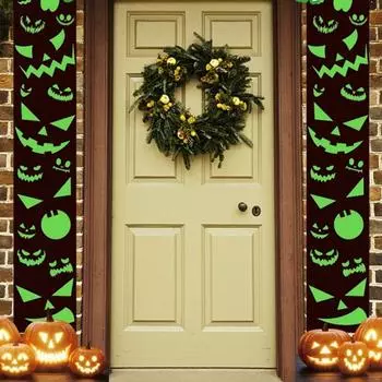 Ghost Hanging Glowing Banners Door Ornament For Halloween Courtyard Outdoor Halloween Couplet Ghost