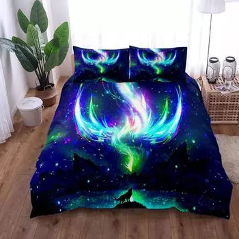 Ghost Wolf Night Duvet Cover Set King Queen Double Full Twin Single Size Bed Set 140x210cm