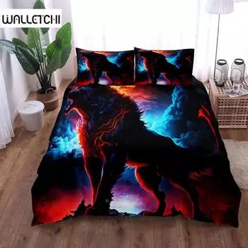 Ghost Wolf Night Duvet Cover Set King Queen Double Full Twin Single Size Bed Set EU single(135x200cm)