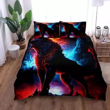 Ghost Wolf Night Duvet Cover Set King Queen Double Full Twin Single Size Bed Set 140x210cm