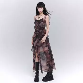 Ghost Young Adult Butterfly Seaside Travel Sling Dress Purple M