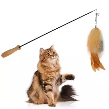 GHOSTCAT Cat Animal Natural Feather Cat Cat Cat поставляется с игрой Unique Stress Compatible with Noise of Safe Pet Yellow Toy, Tail, Feathers, Toy, жёлтый
