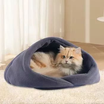 GHOSTCAT Кошачий домик, лежанка для домашних животных, коврик для кошек и собак, купольный домик, пушистый, теплый, складной, моющийся, мягкий, защита от холода зимой, стильный, для помещений, размер L, осень/зима серый