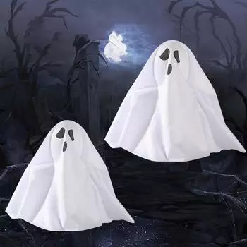 Ghostly Lights Spooky Halloween Ghost Decorations Set for Indoor Outdoor Haunted House Display Battery Operated White for Party
