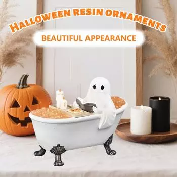 Ghosts Resin Ornament For Reading In Halloween Bathtub One Size