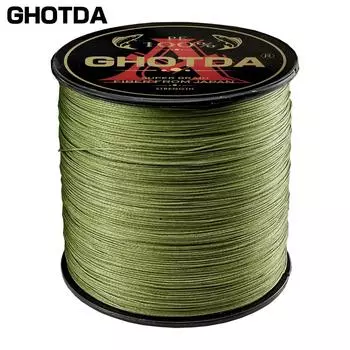 GHOTDA 4-х прядная леска, 500 м, плетеная полиэтиленовая леска, 10-120 фунтов, мультифиламентная леска, шнур для ловли карпа 10lb зелёный