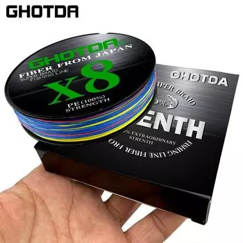 GHOTDA 8 нитей, 100 м, плетеная леска, гладкая полиэтиленовая проволока, 0,6 #-8,0 #, диаметр 0,128-0,47 мм, прочность 13,2-78 фунтов жёлтый