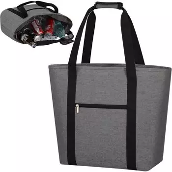 GhvyenntteS Большая Эко-Сумка-Холодильник для Покупок Продуктов Термо Холод Идеальна для Уличной Сумки, Вместительная, Складная, На молнии, Легкая, Сумка, Хранение, серый