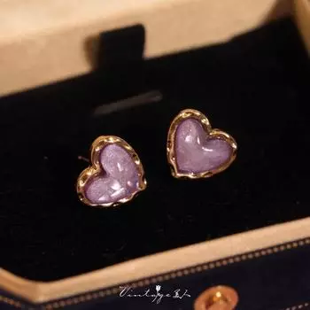 Гиацинт Бал Французский стиль Романтичные Высококлассные Нежные и Маленькие Повседневные Светло-фиолетовые Прелестные Серьги-пусеты/Клипсы Hyacinth dance (silver plated gold ear pin)