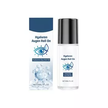 Гиалуроновая сыворотка для кожи вокруг глаз Укрепляющая сыворотка для кожи вокруг глаз Сыворотка с роликовым аппликатором Осветляет темные круги Увлажняет 30 мл белый