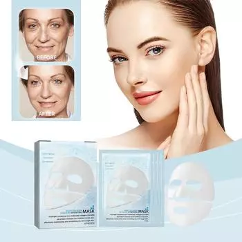 Гиалуроновая тканевая маска для лица, Глубоко увлажняющая маска для лица для всех типов кожи. Стареющая тканевая маска для лица для женщин. Уход за кожей, разглаживающий омолаживающий 5 мл. One Size