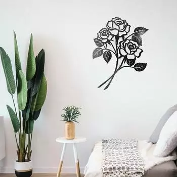 Giant Roses Wall Decor - Black Metal Art Ornaments, Wall Stickers with Beautiful Rose Shapes for a Chic Touch светло-зеленый