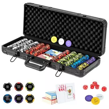 GIANTEX Poker Set 300 Pieces Set Chip Set Casino Set Pieces Number Pieces/500 Pieces/600 (14г500 БК)