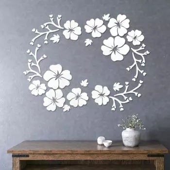 Гибискус акриловые зеркальные настенные наклейки украшения дома самоклеящиеся зеркальные настенные наклейки