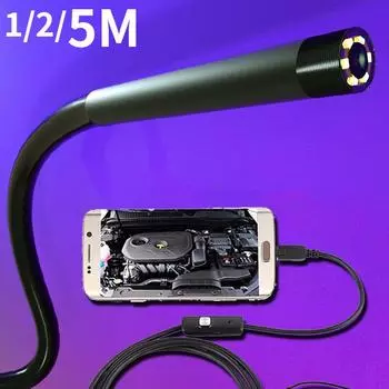 Гибкая эндоскопическая камера 5,5 мм, IP67, водонепроницаемая, промышленная эндоскопическая камера с микро-USB для Android Phone PC, 6 светодиодов, регулируемая 1/2/5 м